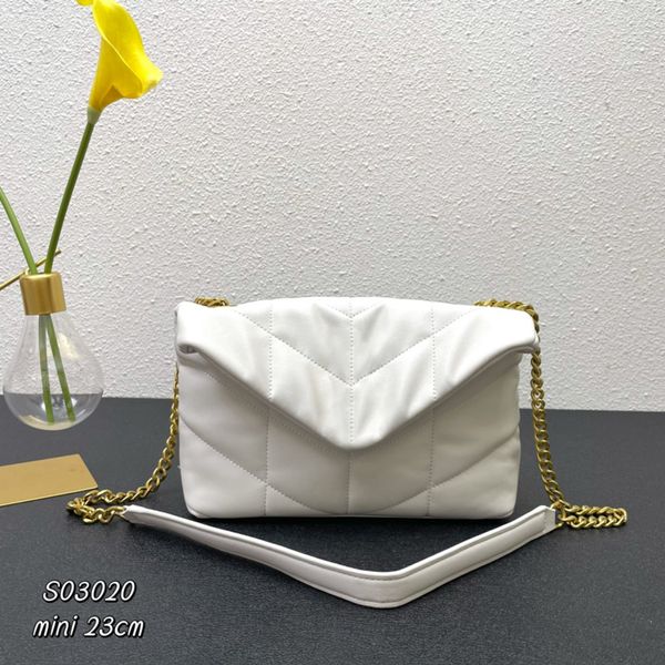 Mini-Modehandtasche, Designer-Kettentasche, Puffer Toy Bag aus gestepptem Lammleder, Damen-Umhängetasche, LOULOU, weiches Kalbsleder, luxuriöse Umhängetaschen, Neu