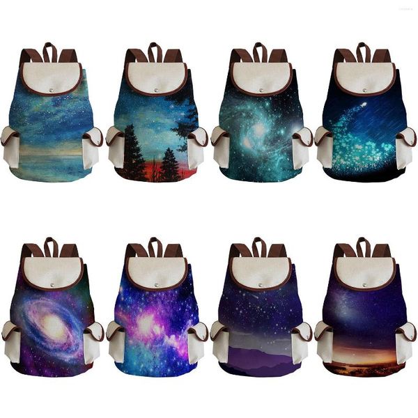 Bolsas escolares ao ar livre Planet Print Women Backpack Girls Casual Girls Pretty Universe Starry Sky para estudantes