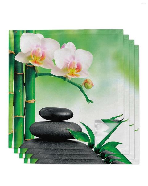 Столовая салфетка Zen Stones Orchides Цветочная зеленая бамбук 4/6/8 шт. Кухня 50x50 см салфет