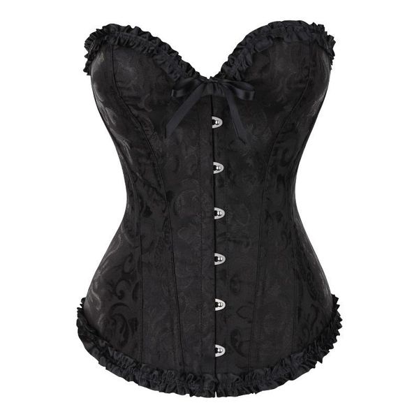 Bustiers Corsetsets Corset Top Sexy Lace Sexy Plus Size Zip Erótico Mulheres Florais Bustier Overbust Lingerie Brocade Fashion Victorian