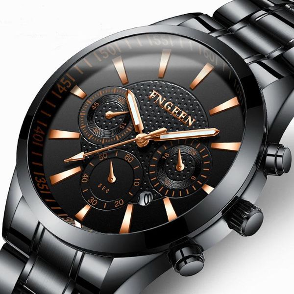 Relógios de pulso impermeabilizando o relógio masculino de glamour de seis pinos, luminoso relógios luminosos vendas de quartzo de negócios