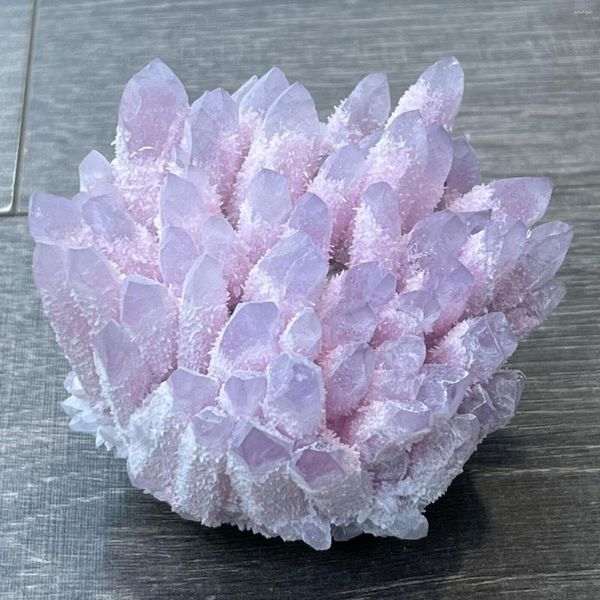Figurine decorative Bellissimo cristallo di quarzo rosa naturale a grappolo Guarigione minerale Energia spirituale Home Office Decorazione acquario Regalo