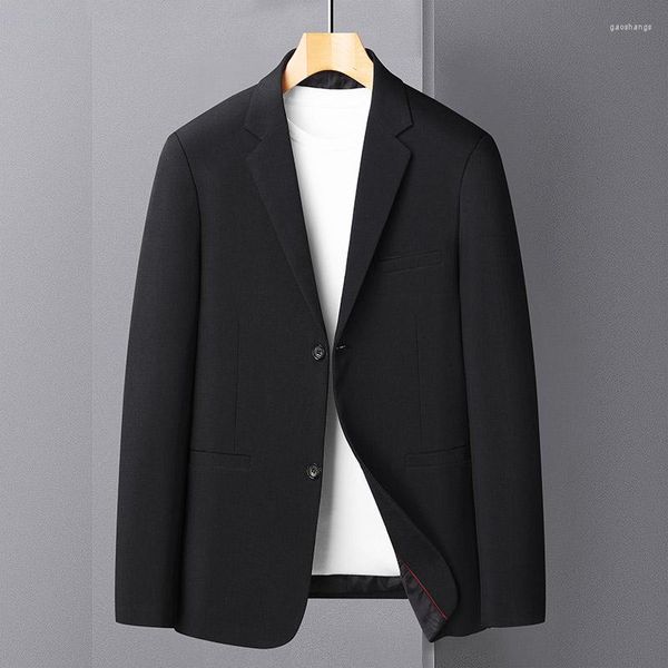 Abiti da uomo Uomo Nero Grigio Khaki Cappotto Cappotto Primavera Autunno Tinta unita Monopetto con colletto dentellato Design Blazer Abiti Abiti maschili 2023