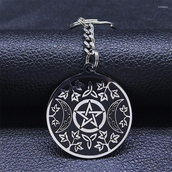 Schlüsselanhänger Hexerei Sun Moon Irish Knot Schlüsselbund Damen/Herren Silber Farbe Runder Schlüsselring Schmuck Acero Inoxidable Joyeria Mujer K3718S07