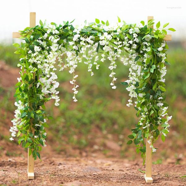 Flores decorativas 1PC/2PCS Wisteria Artificial Vine Garland Arch Cenário Decoração de Decoração Rattan Plantas Faux