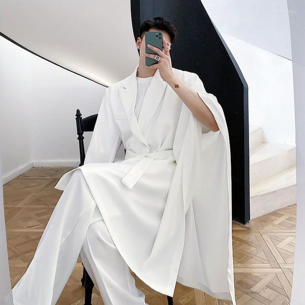 Abiti da uomo Blazer autunno giacche da uomo Abstinenza Design asimmetrico Stage in stile concavo Stage sciolta veste Homme Luxe White