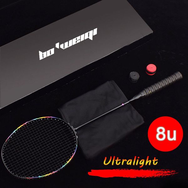 Бадминтон Ракетки 8U Профессиональные 100% углерод 2430 фунтов G5 Ultralight Attural Racket Padel Training Sports 230311