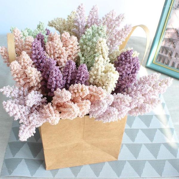 Dekorative Blumen 6 teile/los Künstliche Schaum Mini Berry Vanille Spike Getreide Pflanzen Bouquet Für Home Hochzeit Decor