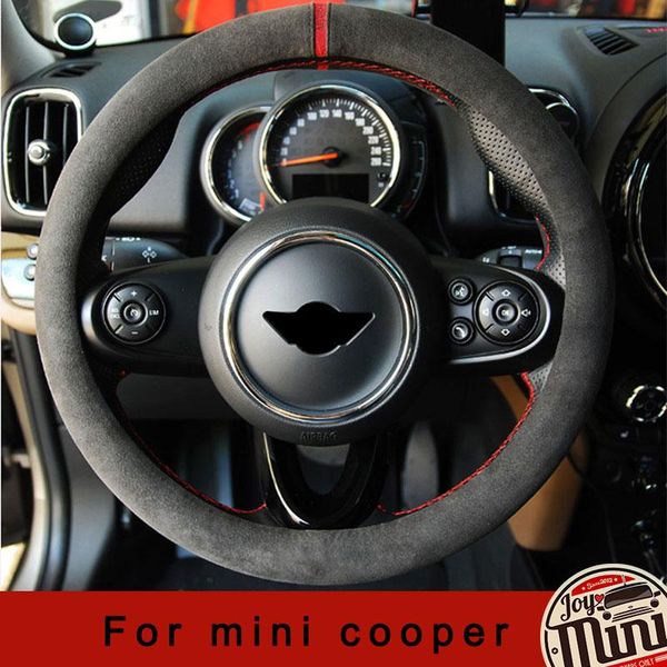 Direksiyon simidi, mini cooper aksesuarları için araba kapağını kapsar Süet özelleştirilmiş destekleme
