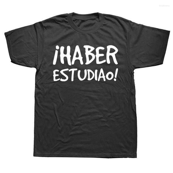 As camisetas masculinas estudaram camisa engraçada de queda espanhola de frases gráficas de algodão gráfico de streetwear curto presentes de aniversário de verão estilo camiseta de estilo