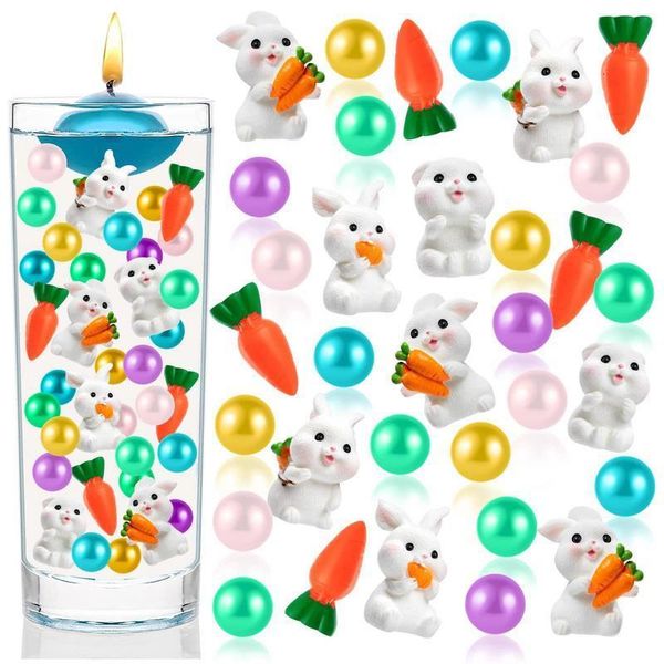 Outros suprimentos de festa de eventos pérolas de preenchimento de páscoa para vaso de velas flutuantes Candyland Pearls Gels de água com cenoura de coelho para a decoração da mesa de Páscoa 230311