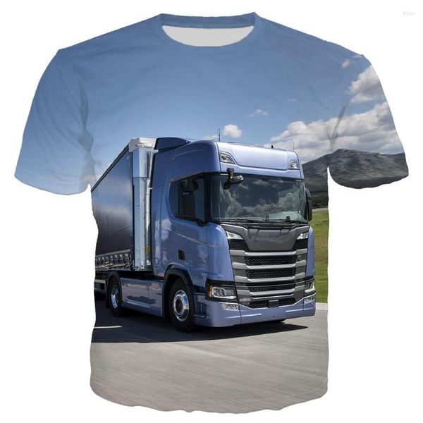 Мужские рубашки T 2023 Автомобильный грузовик 3D-печатная футболка Мужские женщины.