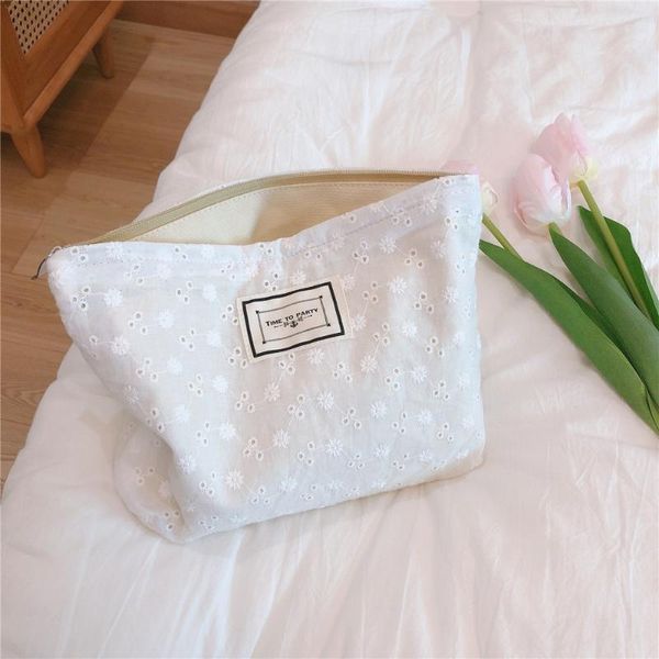 Borse per cosmetici Borsa per ricamo da donna Borsa per trucco in tessuto di cotone Custodia per cosmetici Custodia per cosmetici con pochette floreale retrò