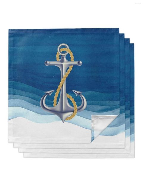 Mesa de guardanapo âncora do oceano azul náutico 4/6/8pcs decoração de pano de pano para jantar para pratos de cozinha decoração de festa de casamento
