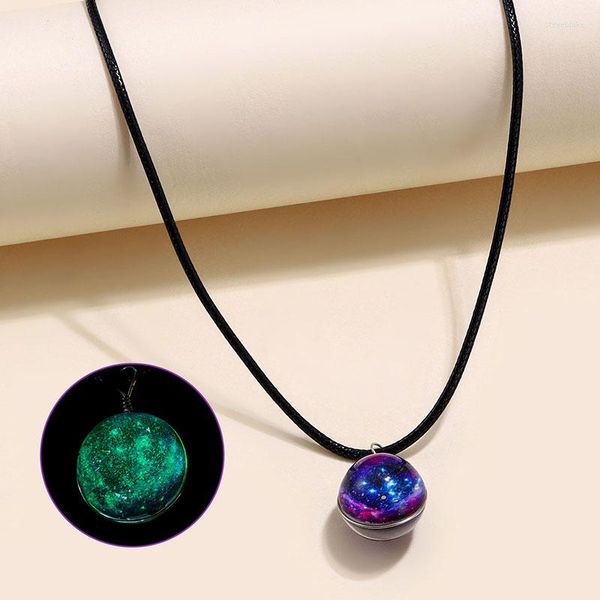 Colares pendentes universo luminoso universo galáxia redonda estrela misteriosa vidro bead pendurado ornamento jóias de jóias para amigo AIC88