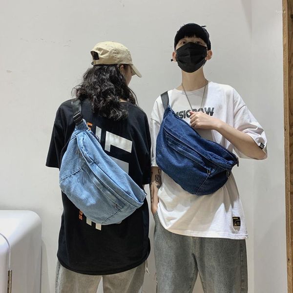 Borse da sera Borsa a tracolla unisex a tracolla Borsa a tracolla in denim Cintura da donna Uomo Hip Hop Moda Bum Borsa da viaggio Tasca per telefono