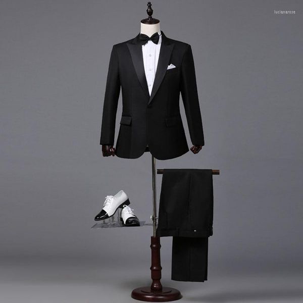 Мужские костюмы Мужские наборы набор с брюками мужчина Slim Single Button Business Caual Sust Sward Party Dress Prom Tuxedo Costume Homme