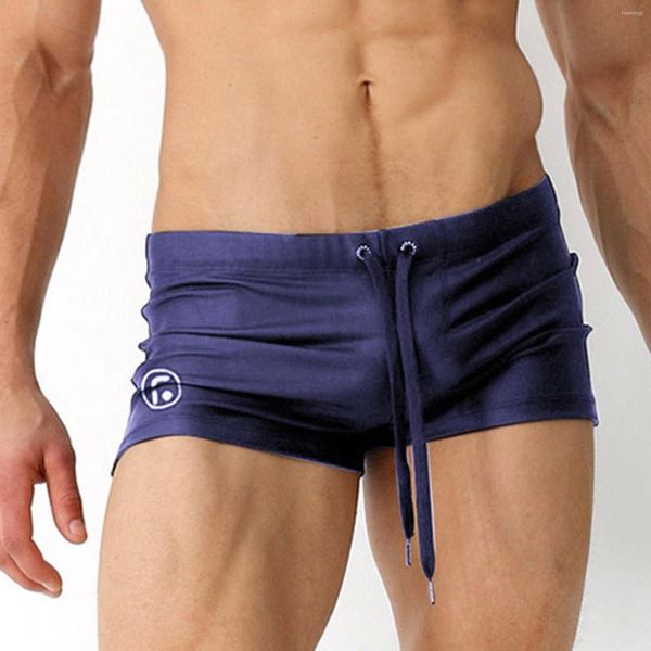 Masculino masculino masculino de verão esportivo rápido seco Soild color fit praia shorts triângulo moda sexy baús de natação