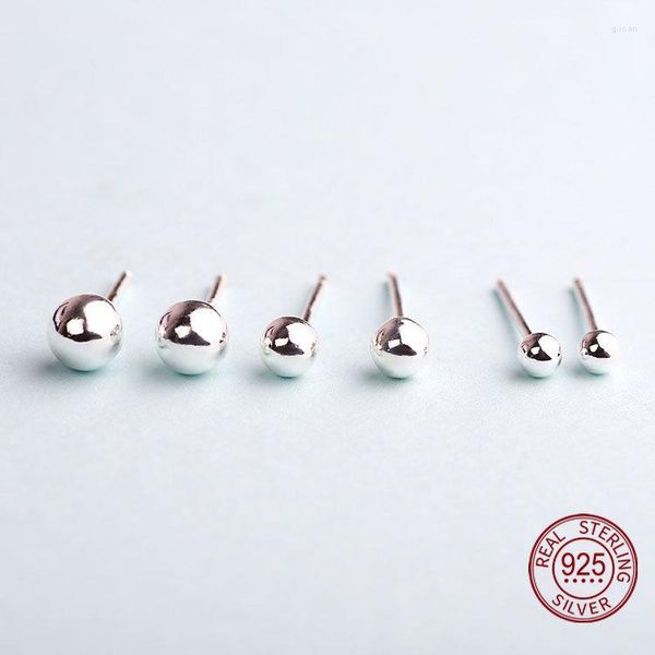 Stud Küpe 925 STERLING Gümüş Basit Top Boncuklar Kadınlar İçin Küçük Moda Kore Partisi Anti-Alerjik Piercing Mücevherat