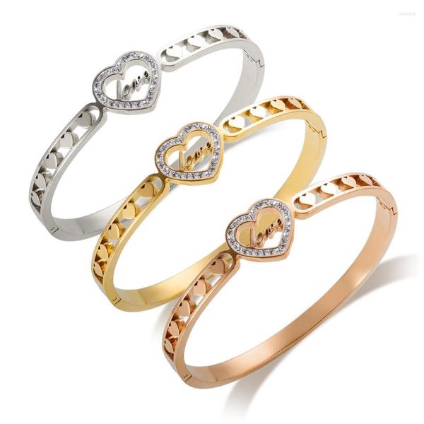 Braccialetti di bracciali a forma di cuore jinhui jinhui vintage in acciaio inossidabile cristallo cavo bracciali bracciali oro gioielli