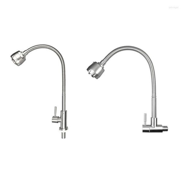 Rubinetti da cucina Rubinetto per lavabo flessibile in acciaio inossidabile Girevole a 360 gradi per ponte / lavello a parete Rubinetto girevole Singola acqua fredda