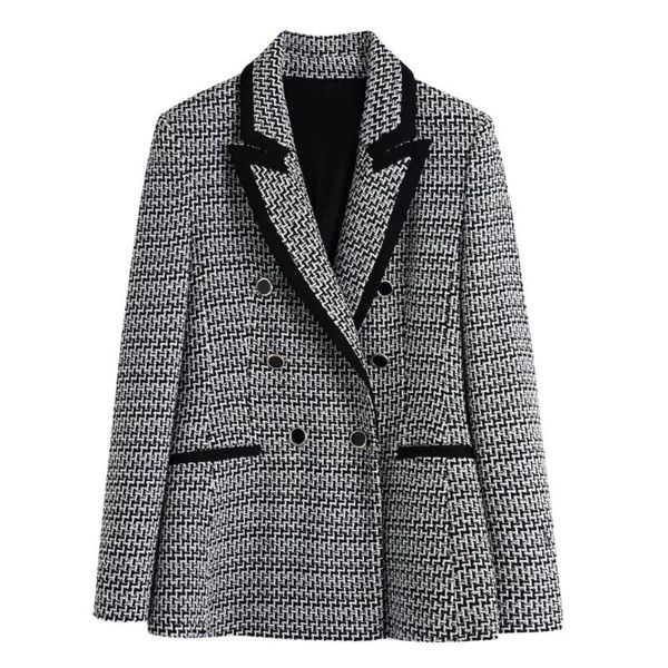 Jackets femininos Mulheres borda Piping Decoration Suit Coat Casaco fêmea de manga comprida