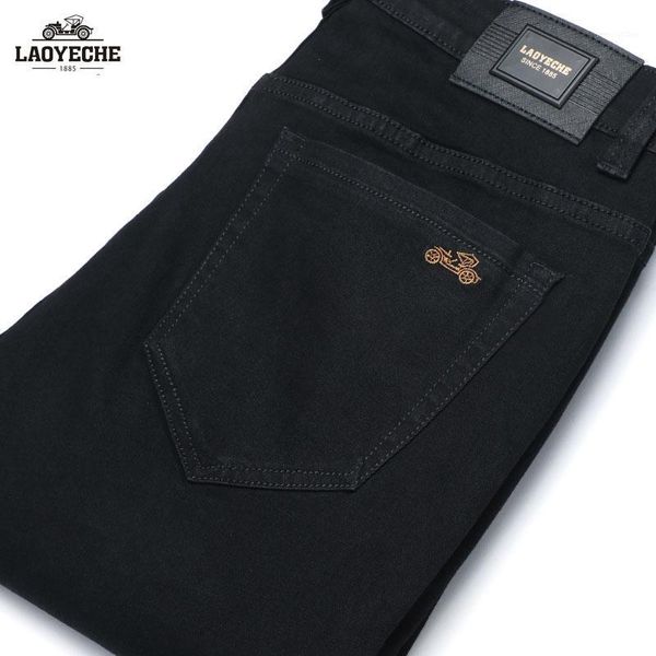 Jeans masculino Brand de alta qualidade zíper regular Médio amaciante reto no meio -médio comprimento completo botão casual chinês