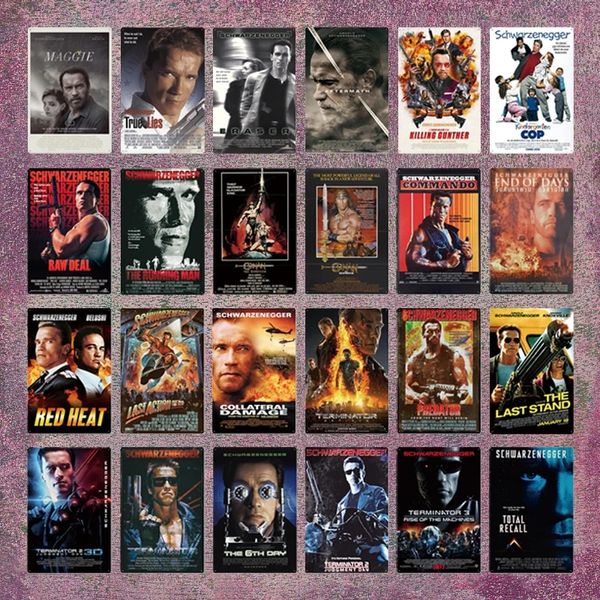 Film d'azione Red Heat Metal Painting Poster Plaque Vintage Metal Famoso film indiano Film Sign Segno Poster per decorazioni da parete per Garage per camere 30x20cm W03