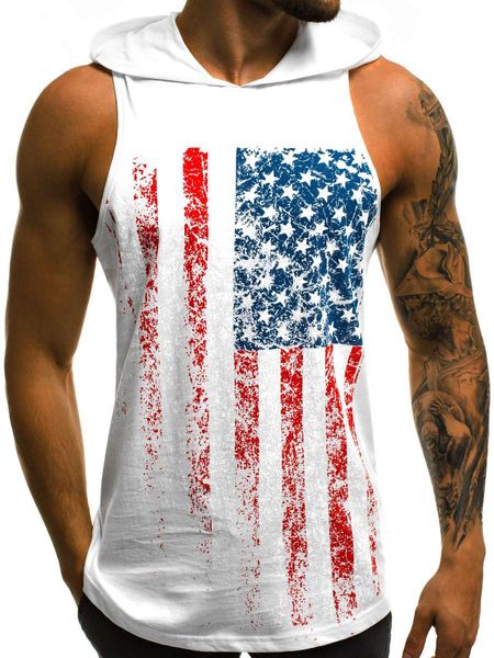 Camisetas masculinas Arrival Tops Feminino/masculino Estampa bandeira americana 3D Camiseta com capuz Camiseta casual manga curta pulôveres punk