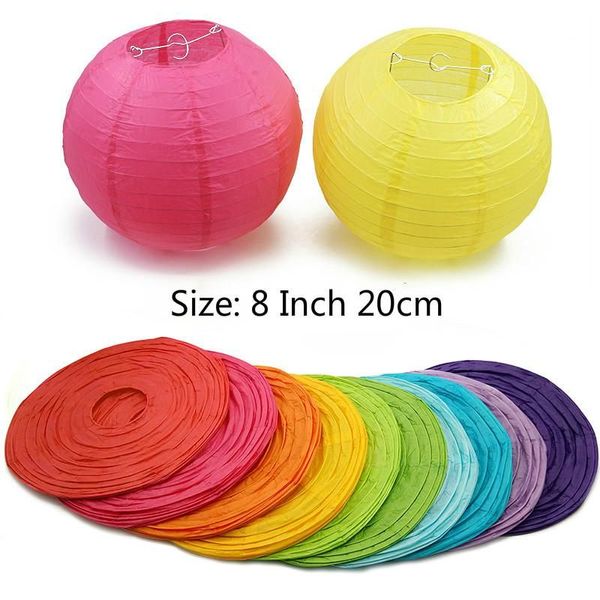 8 polegadas 20cm Multicolor Chinese Round Lanterns Ball para festa de casamento Lanternas penduradas Decoração de aniversário Babysher Supplies RRA