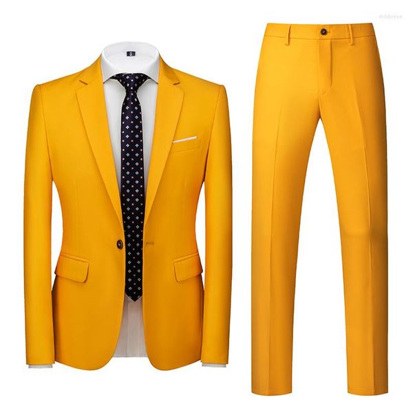 Ternos masculinos 16 cores (jaqueta calça) Candy Slim Fit Business Men Men do casamento formal Tuxedo Groomsman Conjunto 2 peças