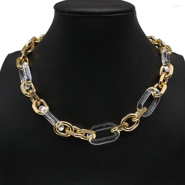 Ketten Transparent Design Twist Legierung Acryl Choker Punk Chunky Kubanische Dicke Kette Halskette Für Frauen Männer Schmuck