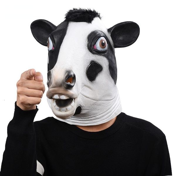 Máscaras de festa Halloween Cow LaTex Mask, fantasia de fantasia, vestido extravagante máscaras de animais 230313