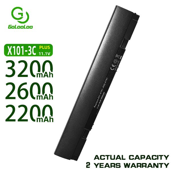 2200mAh 11.1V 3 células Laptop Bateria preta para ASUS EEE PC X101 X101H X101C X101CH A31-X101 A32-X101