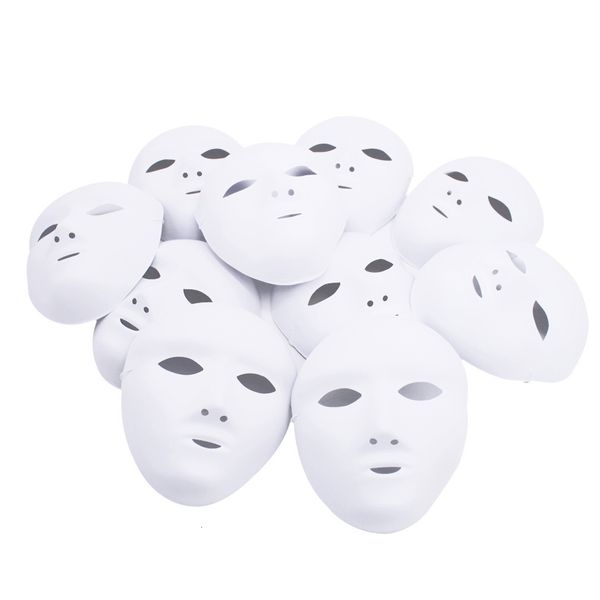 Partymasken Party Männer Frauen 12 Stück DIY Vollgesichts weiße Masken Halloween Kostüme Blanko Malerei Maske Tanz Geist Cosplay Maskerade Party Maske 230313