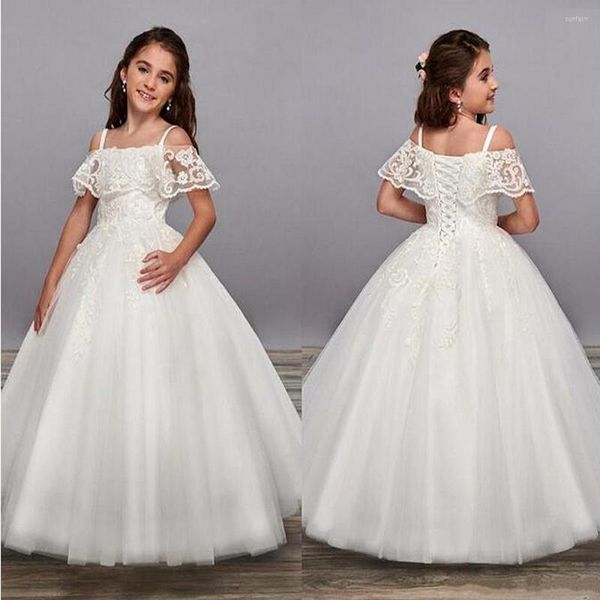 Girl Dresses Flower Ivory First Communion Dress per piccola principessa per bambini.