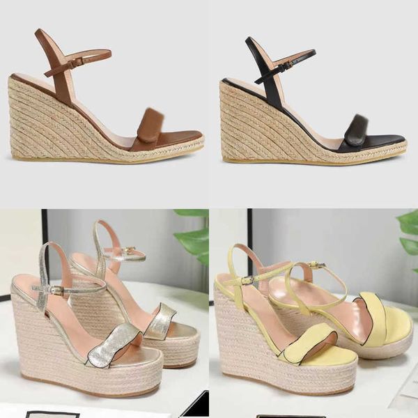 Kadınlar kama sandalet espadrille seksi bayanlar yüksek topuklu 8cm 13cm sandalet yaz saman dokuma balıkçı gelinlik parti ayakkabıları kutu no291