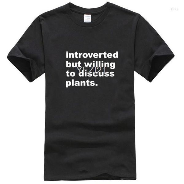 As camisetas masculinas introvertidas, mas dispostas a discutir a camisa preta das plantas