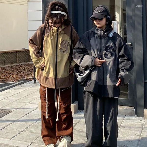 Giacche da donna Deeptown Vintage Harajuku Giacca moda Donna Cerniera con cappuccio Oversize Coreano Streetwear Giacche a vento Estetica femminile