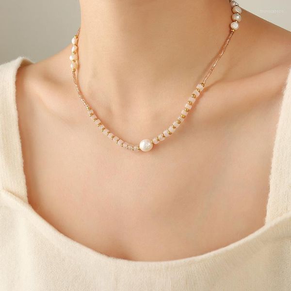 Catene ROPUHOV 2023 Pietra naturale Perle di vetro Perle d'acqua dolce Giunzioni multiple Pendenti Collane Ornamenti Regalo per le donne