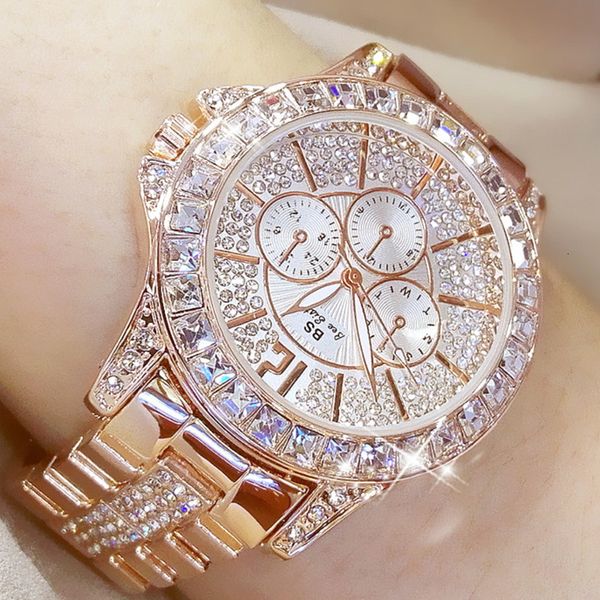Damenuhren Damenuhren Quarz Diamant Luxusuhr Mode Top-Marken-Armbanduhr Modeuhr Damen Kristallschmuck Roségolduhr 230311