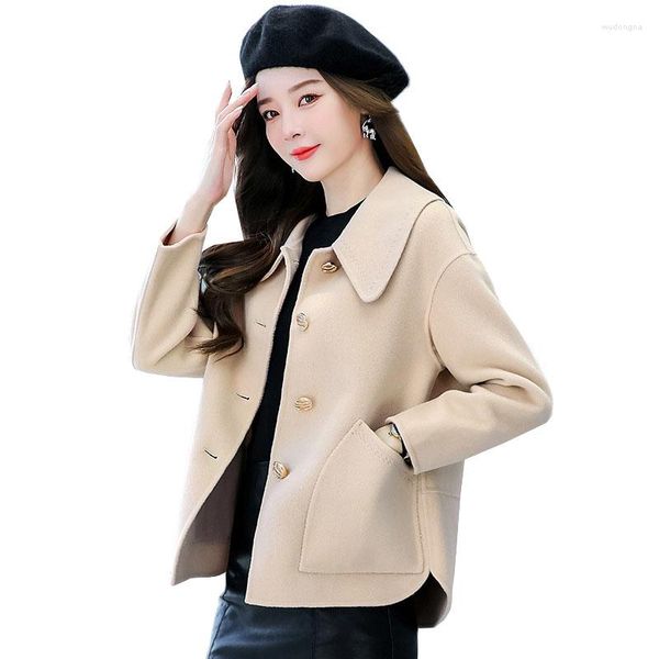 Frauen Wolle 2023 Mode Herbst Winter Jacke Frauen Mantel Woolen Weiblichen Koreanischen Lose Kurze Damen Jacken Mantel Mäntel Tops