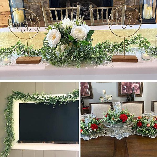 Flores decorativas 3pcs 180cm Plantas artificiais eucalipto rattan para grinaldas decoração de casamento diy arco parede de parede verde pendurada videira falsa