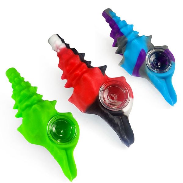 Tubi colorati in silicone con conchiglie di mare Portachiavi portatile Herb Tobacco Oil Rigs Vetro poroso monoforo Filtro Ciotola Handpipes Fumo Bocchino DHL