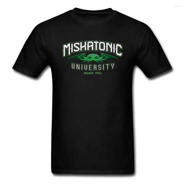 Camisetas masculinas Menas da moda Camisa Miskatonic University Tees O-Gobes Top-shirts Cthulhu Manga curta 2023 Tshirts de algodão para caras