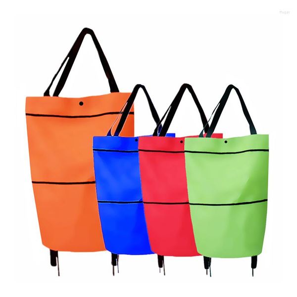 Borse contenitore 1 pz 4 colori riutilizzabili generi alimentari carrello della spesa carrello trolley borsa in tessuto Oxford 600D portatile pieghevole con ruote