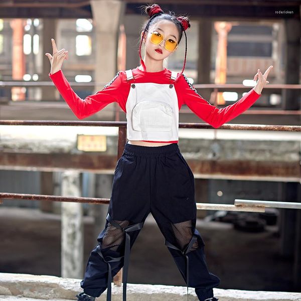 Stage Wear Kid Abbigliamento Hip Hop Felpa Top Streetwear Pantaloni cargo tattici Abiti per ragazze Costume da ballo jazz Abiti rave DN11700