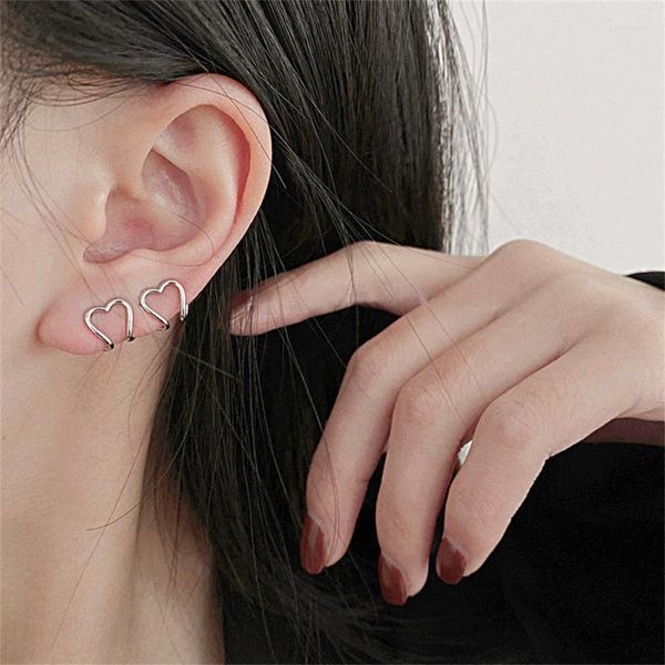 Rücken Ohrringe 2023 Korea Silber Farbe Metall Geometrische Herz Ohr Manschette Stapelbar Einfache C-form Clip Für Frauen Ästhetischen schmuck