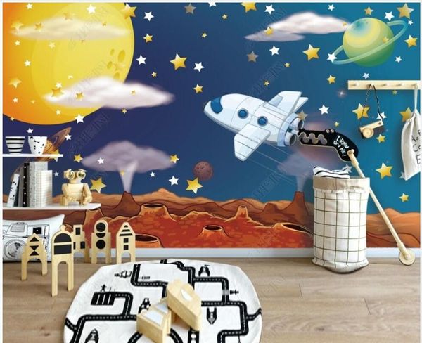 Обои 3D обои для стен в роллах домашний декор Вселенная Вселенная Звездная мультипликация планета Пользовательская гостиная на стене