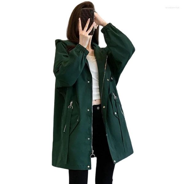 Casacos de trincheira feminina Spring Autumn Coat Women 2023 Moda Moda de manga longa sobrecarregando Windbreaker feminino